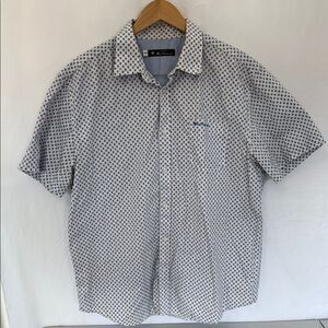 Ben Sherman Men's White and Blue Patterned Shirt Sz XXL